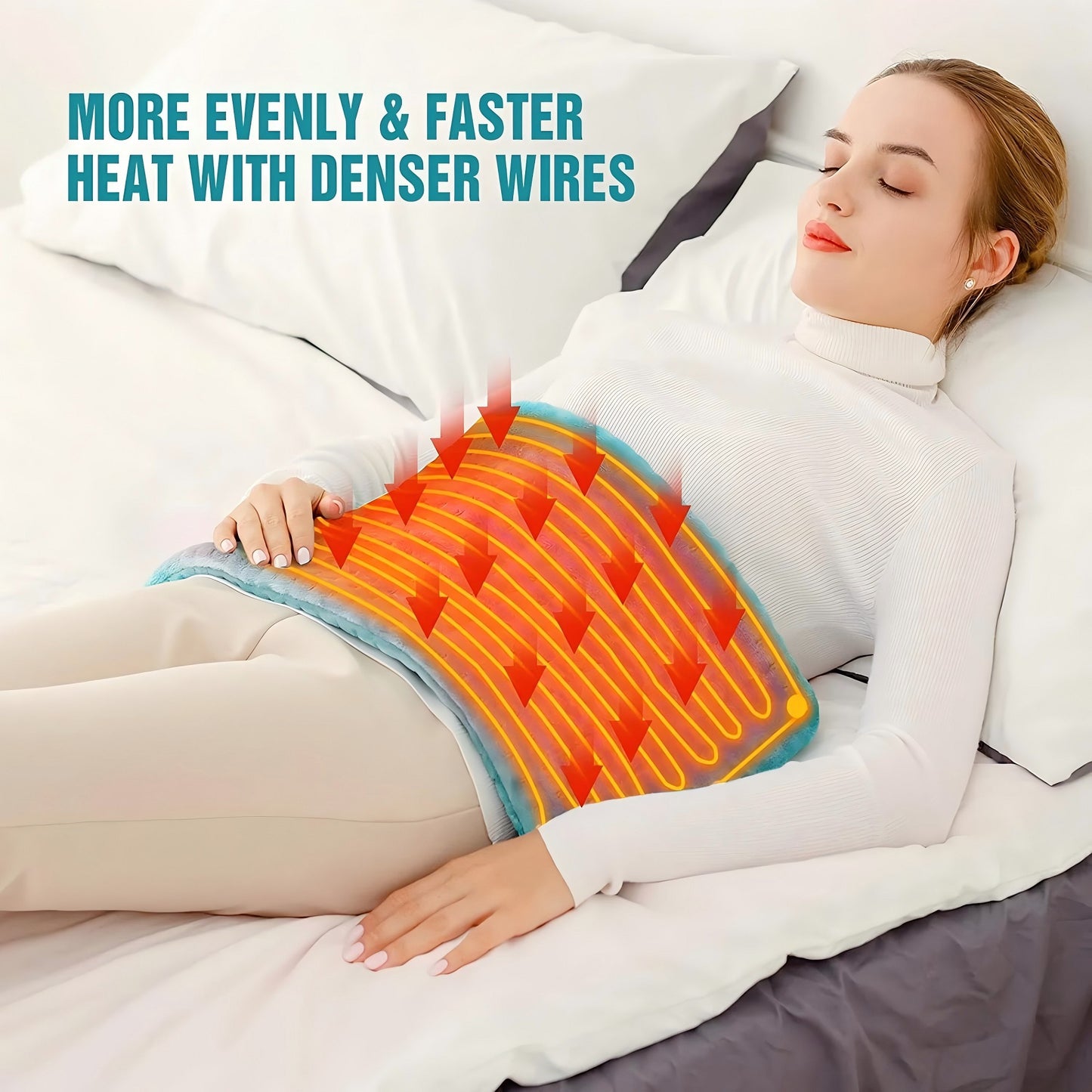 Heating Pad for Back Pain Relief, 12x24 inch Heat Pad with Auto Shut off Largefor Neck Shoulders Knee Arthritis Pain Relief Period Cramps, Heating Pads Blue