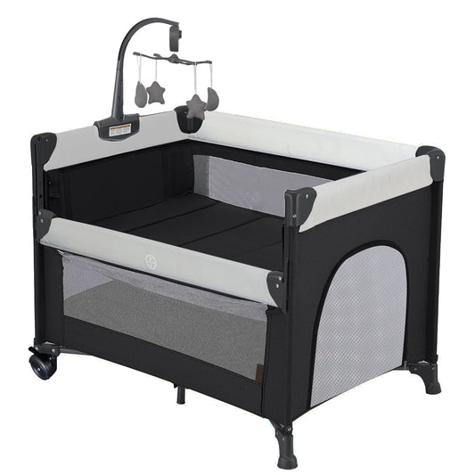 Yadala Baby Bassinet Bedside Sleeper for Infant, Portable Playard for Newborn to Toddlers, 0-36 Months,Gray