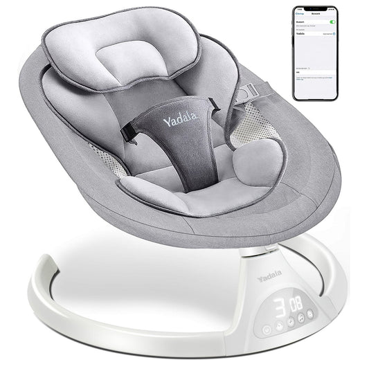 Baby Swing for Infants, Bluetooth Swing Electirc Baby Rocker Bouncer, Intelligent Auto Swing with 5 Speed, Gray