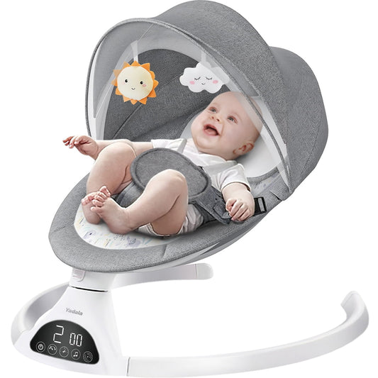 Electric Baby Swing for Infants, Bluetooth Swing Baby Bouncer Baby Rocker with Intelligence Timing, Gray