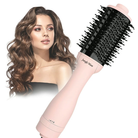 Hair Dryer Brush, Jungle Wave 3 in 1 Blow Dryer Brush and Styler Volumizer, Hot Air Brush for All Hair Types, Pink
