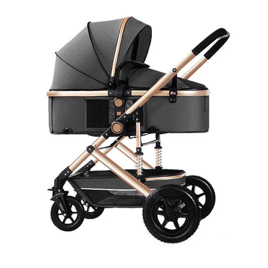 Baby Stroller, Yadala Foldable Baby Stroller 3 in 1 Convertible Bassinet Stroller for Newborn Toddler with Adjustable Backrest & Awning, Gray