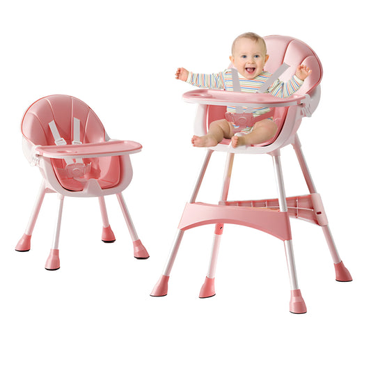 Yadala 3 in 1 High Chair, Convertible High Chairs for Babies and Toddlers with Removable Tray & PU Cushion, Pink