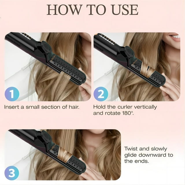 Jungle Wave Airflow Styler Hair Straightener and Curler - Ionic Flat Iron Curling Iron with 360° Cool Air Vents