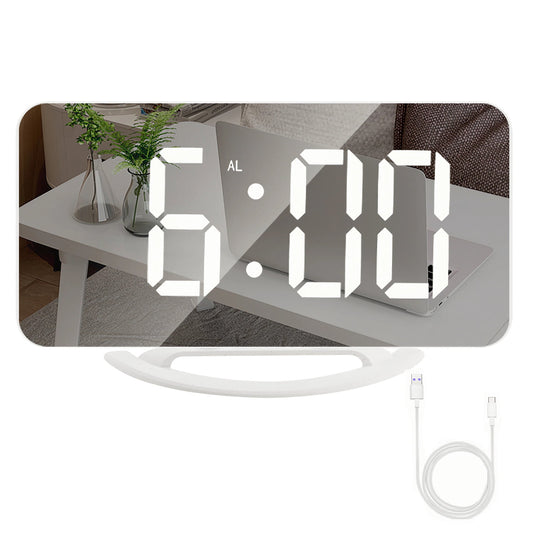 Digital Alarm Clock, LED Mirrored Clocks Large Display with 3 Diming Mode & Snooze for Bedroom Home Office