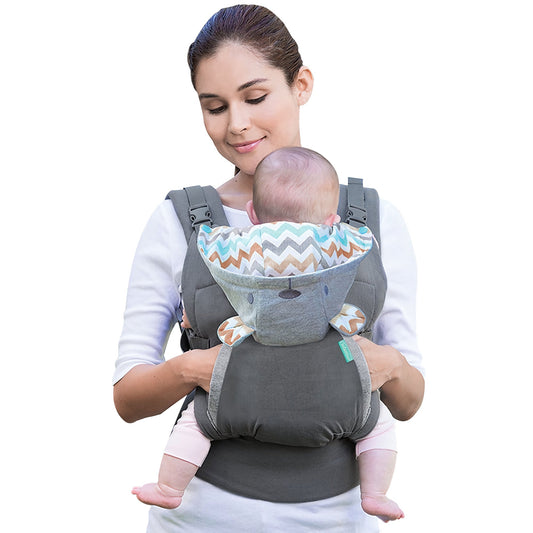 Yadala Baby Carrier, 2-in-1 Detachable Bear-Themed Gray Baby Carrier, Front and Back Backpack for Toddlers