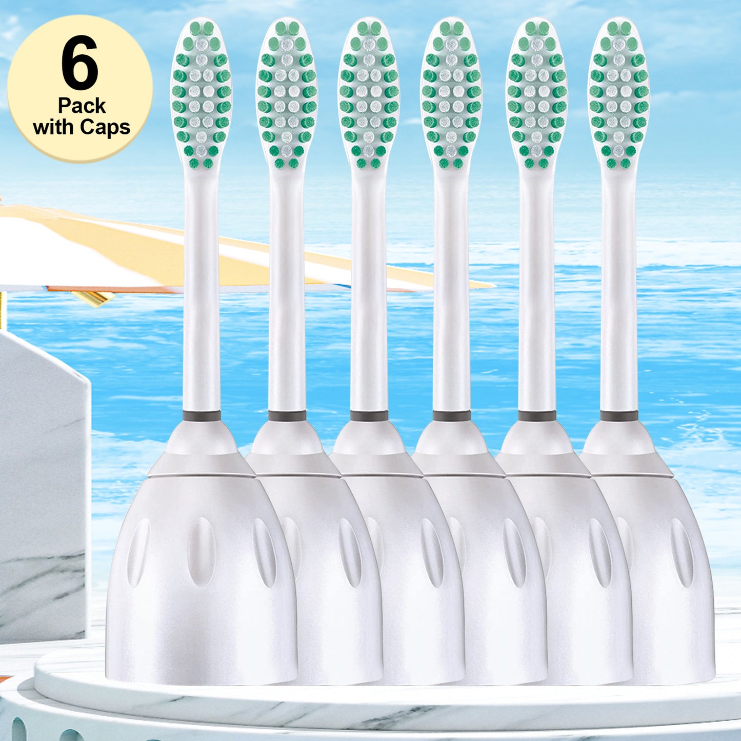 6 Pack New E-Series Replacement Toothbrush Heads for Philips-Sonicare, HX7023/64
