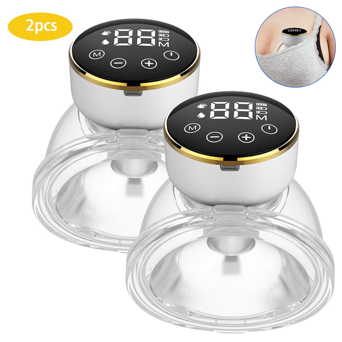 Yadala Electric Breast Pump, Wearable Hands-Free Breast Pump LED Display Integrated Invisible Large Suction Breast Collector Touch Breast Pump