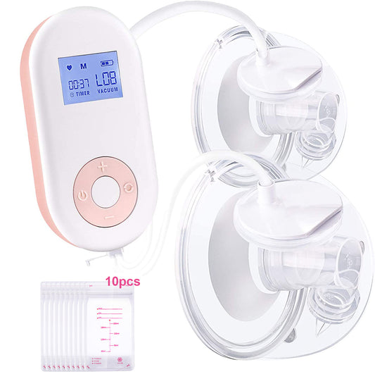 Wearable Double Electric Breast Pump, Hands Free & Low Noise Portable Breast Pump with 3 Modes, 9 Levels