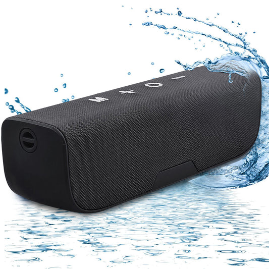 Portable Wireless Bluetooth Speaker, IPX5 Waterproof Bluetooth Speaker with FM Radio and Fabric Design, Black