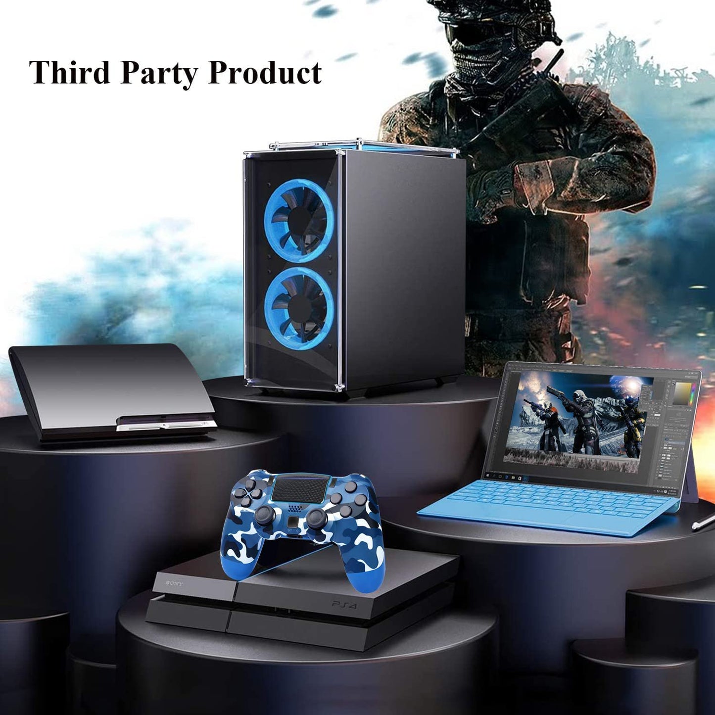 Wireless Controller Compatible with PS4,Vibration Game Joystick Compatible with PS4 - Camouflage blue
