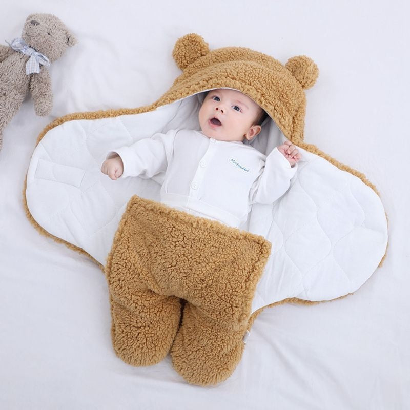 Cute Newborn Baby Boys Girls Blankets Plush Swaddle Wrap Ultra-Soft Fluffy Fleece Sleeping Bag Cotton Soft Bedding Baby Stuff
