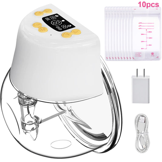 Wearable Breast Pump, Hands Free Electric Breast Pump with 3 Modes, 9 Levels and Breast Milk Storage Bag