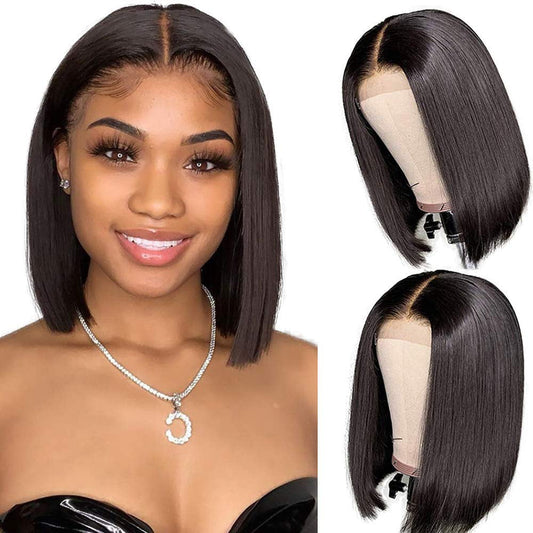 Jungle wave Short Straight Bob Wig, Wigs for Black Women 8Inch Short Bob Wigs Straight Hair Pre Plucked