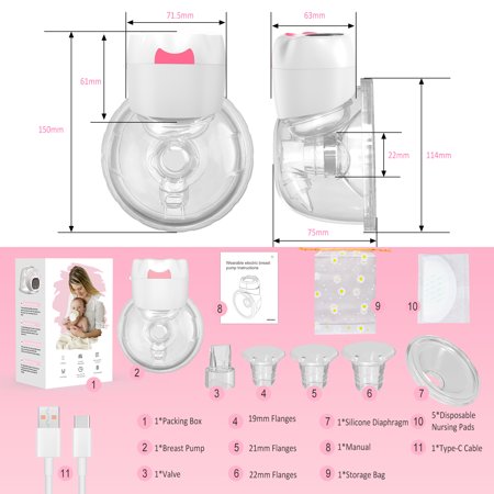 Wearable Breast Pump, Hands Free Electric Breast Pump with 3 Modes & 9 Levels