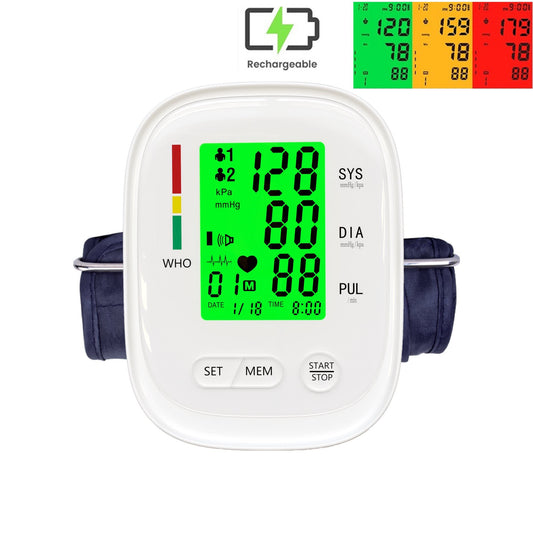 Blood Pressure Monitor Upper Arm, Automatic BP Blood Pressure Machine, Rechargable Heartbeat Rate Pulse Monitor, 2x90 Memory