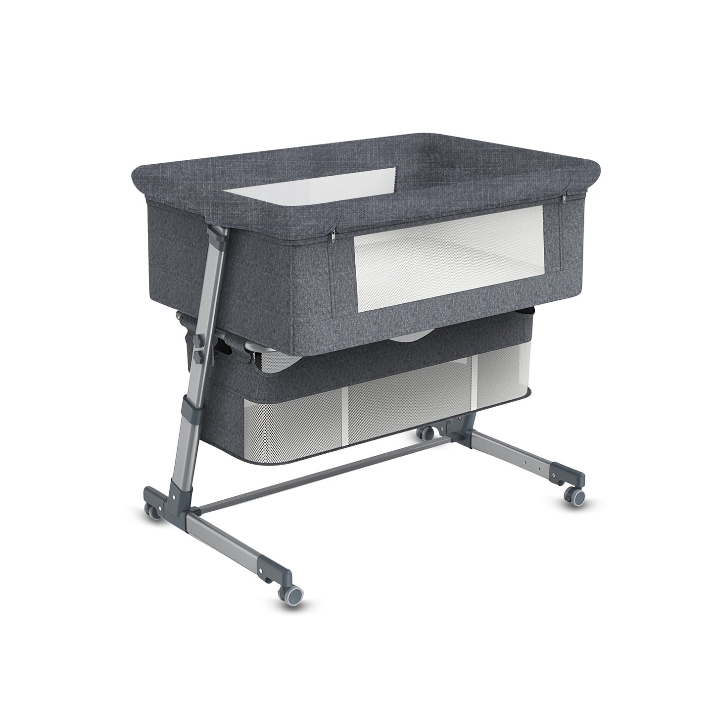 3 in 1 Baby Bassinets, Yadala Bedside Sleeper for Baby, Baby Cradle with Storage Basket, Easy to Assemble Bassinet for Newborn/Infant, Adjustable Bedside Crib, Safe Portable Baby Bed, Gray