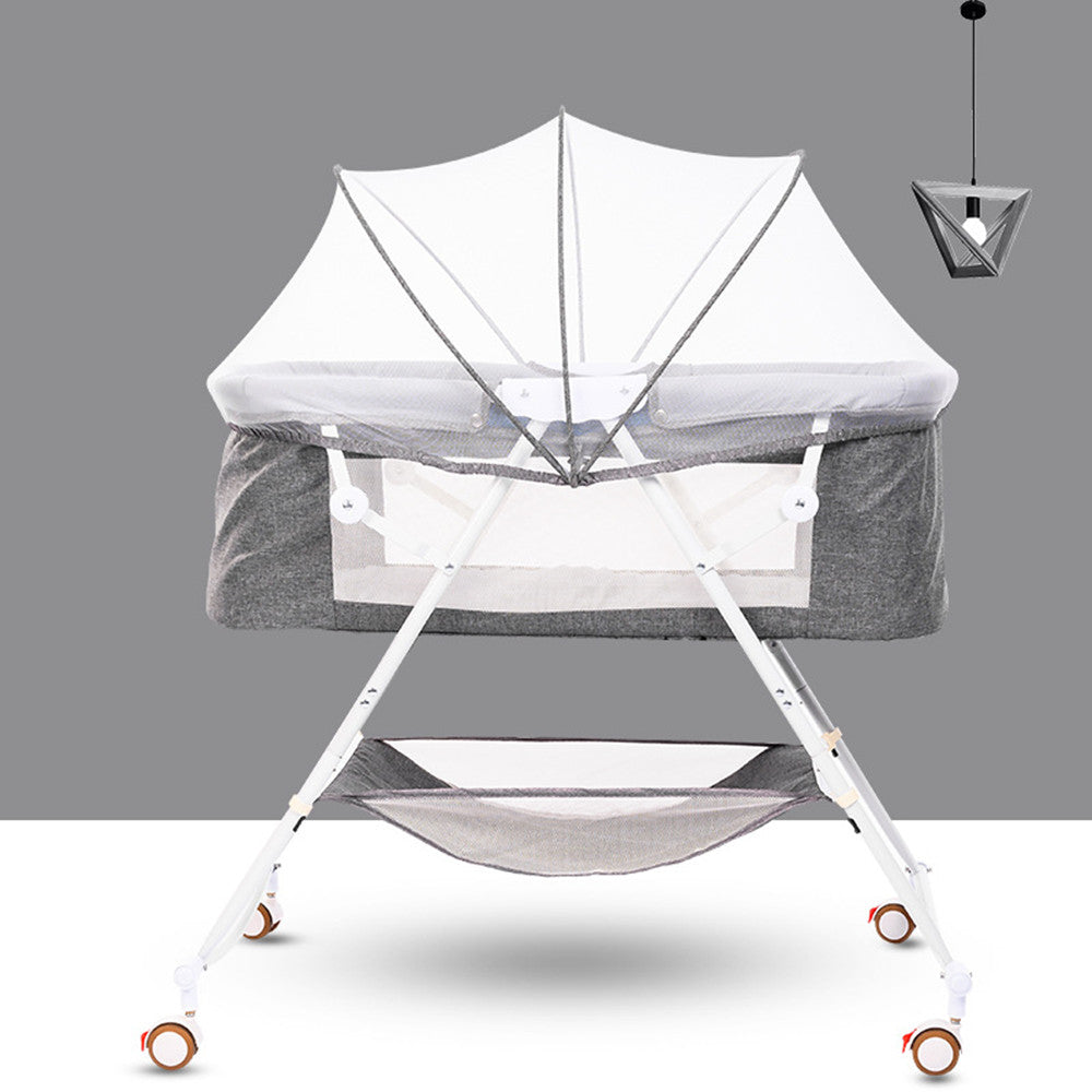 Bassinet for Babies, 4 in 1 Portable Rocking Bassinet with Breathable Net and Harmless Mattress, Quick-Fold Crib for Newborn Girl Boy Infant, Grey