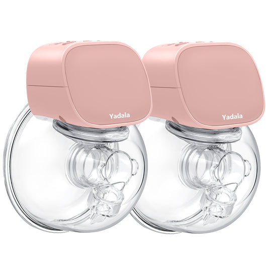 Breast Pump - Yadala Double Electric Breast Pump 24 mm Hands-Free Wearable Breast Pump 2 Mode & 5 Levels Portable Breast Pump ,Pink