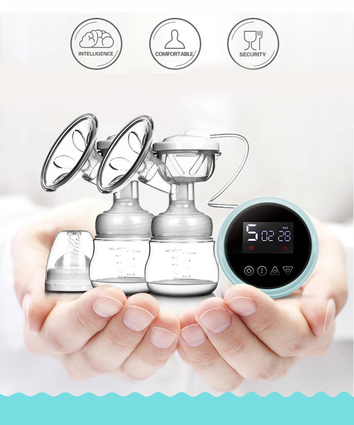 Double Electric Breast Pump, Hospital Grade Breast Pump, 3 Modes and 9 Levels Pain Free Strong Suction Power, Super Quiet