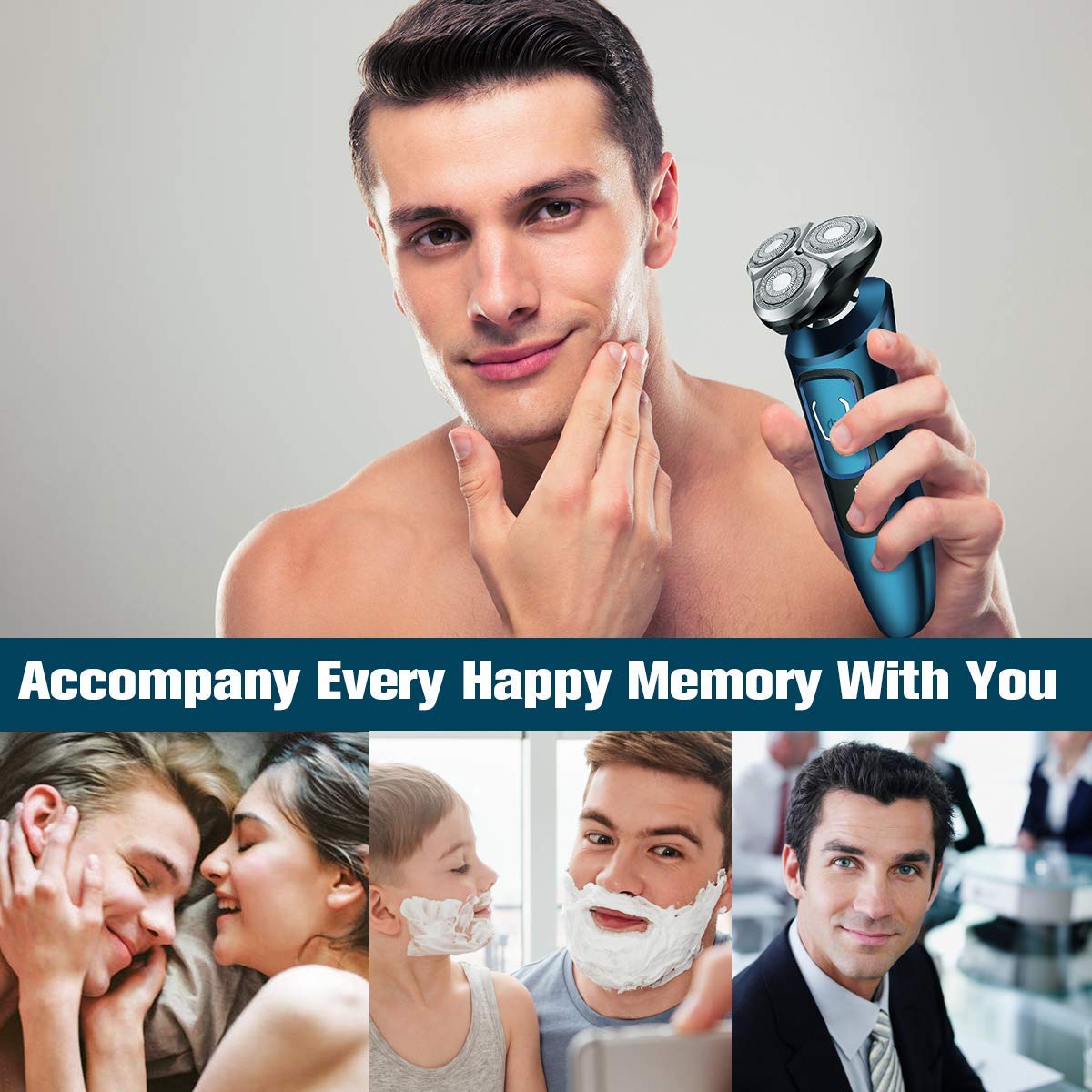 Electric Razor for Men, 2 in 1 Mens Electric Shavers, Dry Wet Waterproof Rotary Shaver Razors