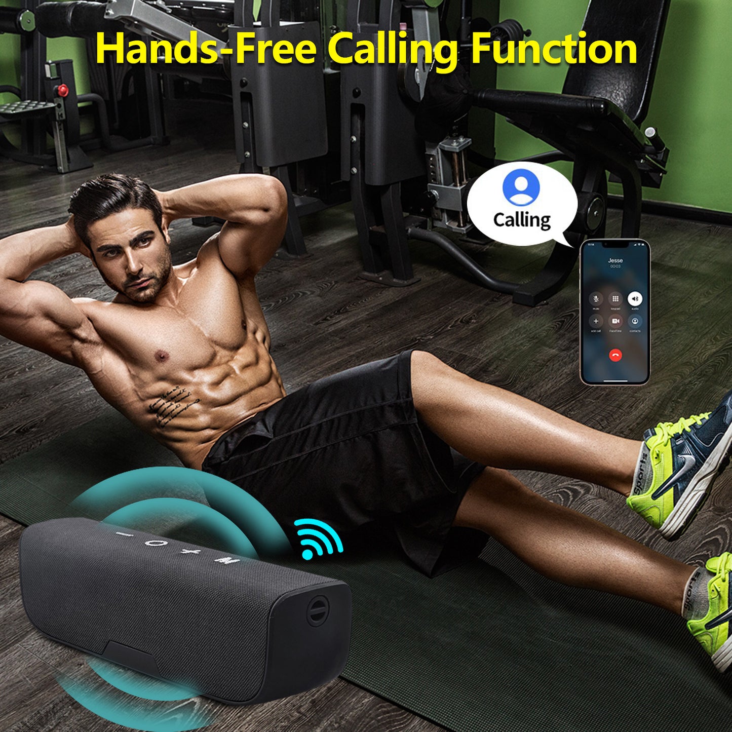 Portable Wireless Bluetooth Speaker, IPX5 Waterproof Bluetooth Speaker with FM Radio and Fabric Design, Black