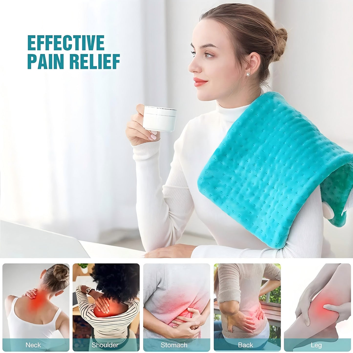 Heating Pad for Back Pain Relief, 12x24 inch Heat Pad with Auto Shut off Largefor Neck Shoulders Knee Arthritis Pain Relief Period Cramps, Heating Pads Blue