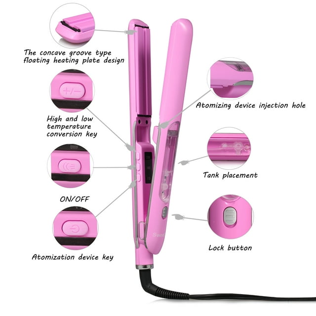 SweetLF Double Layer Ceramic Hair Straightener Ion Type, Suitable for All Hair Types Pink