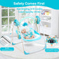 Yadala Baby Swing, Foldable Baby Swing for Infants with Adaptable Speeds, Music, 0-9 Months, Blue