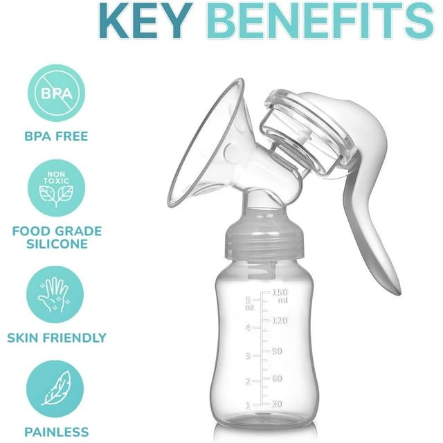 Yadala Manual Breast Pump, Portable Manual Postpartum Breast Pump Breastfeeding, Baby Feeding Pumps & Accessories, White