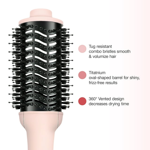 Hair Dryer Brush, Jungle Wave 3 in 1 Blow Dryer Brush and Styler Volumizer, Hot Air Brush for All Hair Types, Pink