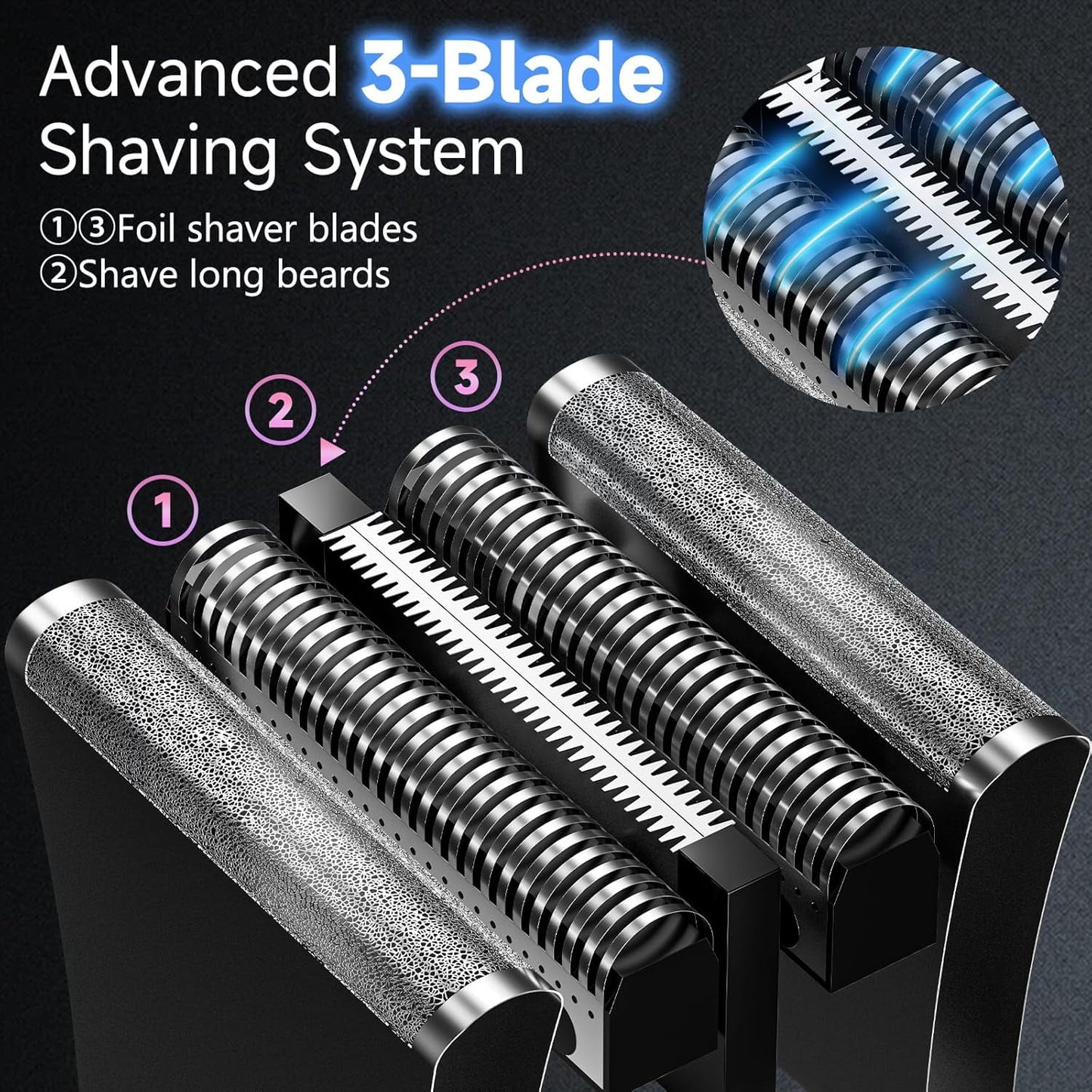 Mini Electric Razor for Men, Fast Rechargeable Foil Shaver for Beard/Face, IPX7 Waterproof for Travel & Home, Light Gray