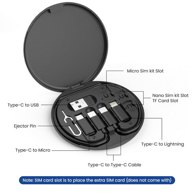 60W Multifunction Cable Box USB-C Cable Fast Charging Data Conversion Head universal portable storage