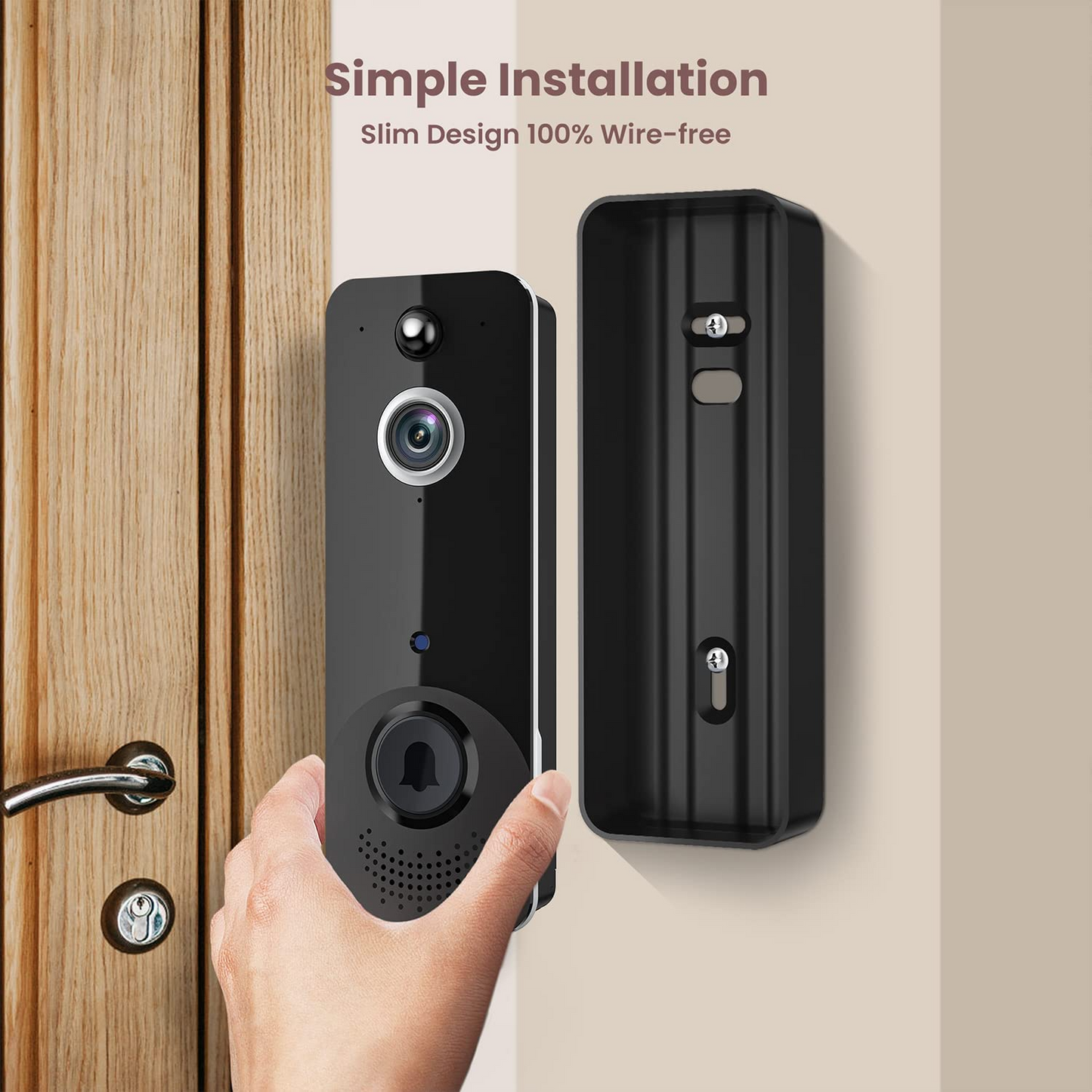 Luckwolf Wireless Doorbell Camera with Chime, Video Doorbell Security Camera with Batteries for Home