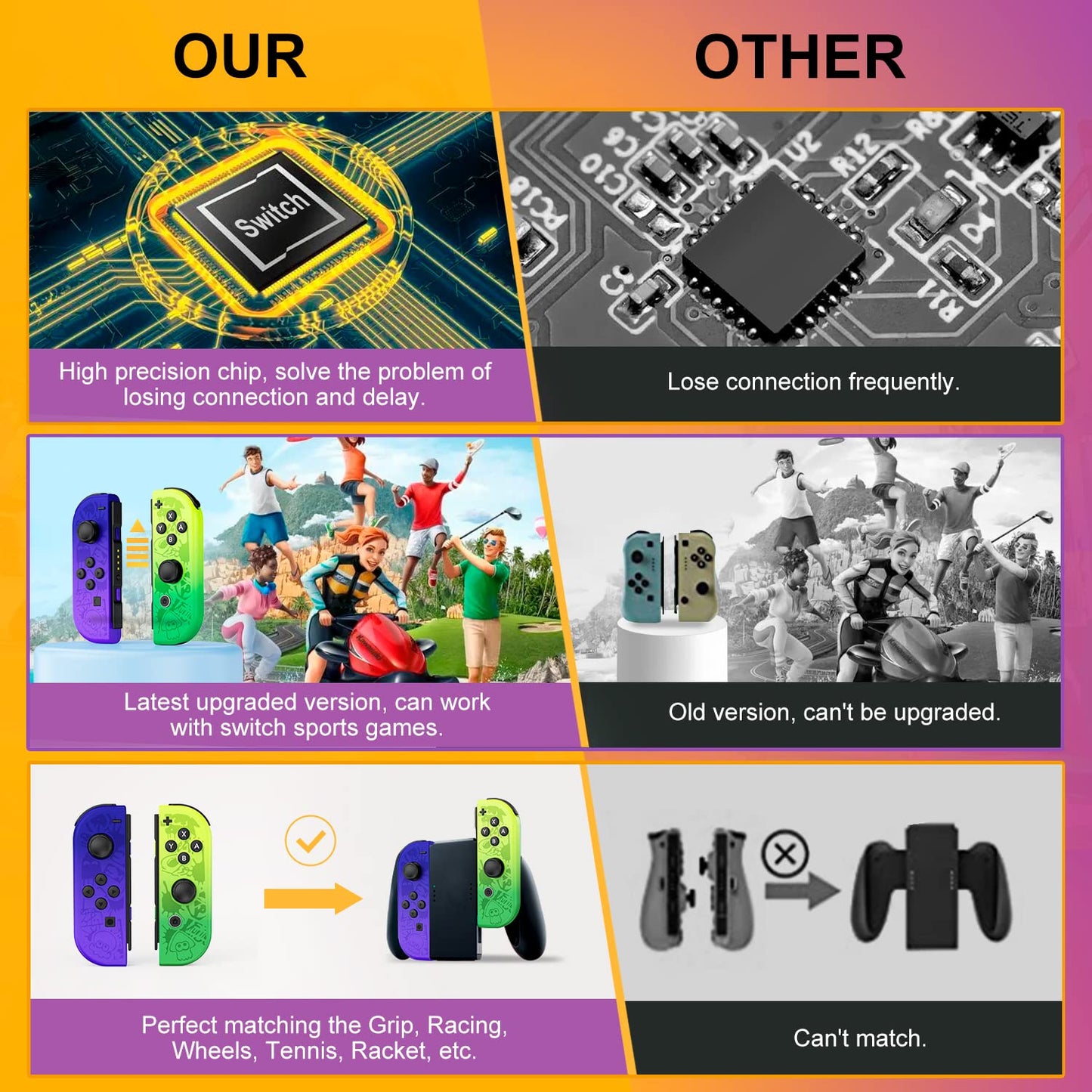 Game Controller (L/R) for Nintendo Switch Controller- Splatoon 3 Special Edition Wireless Game Joypad