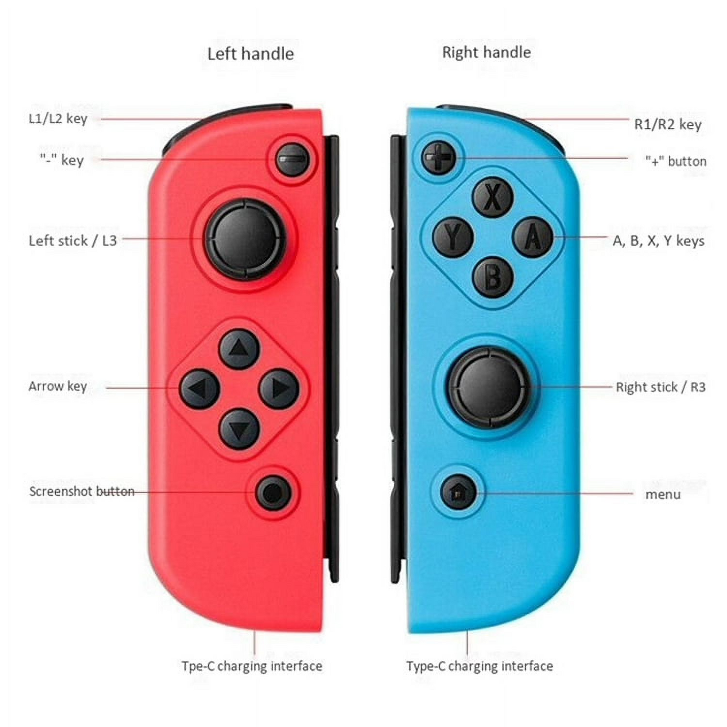 Joypad Controller For Nintendo Switch/Switch Lite/OLED - Left&Right Wireless Controller (Blue and Red)