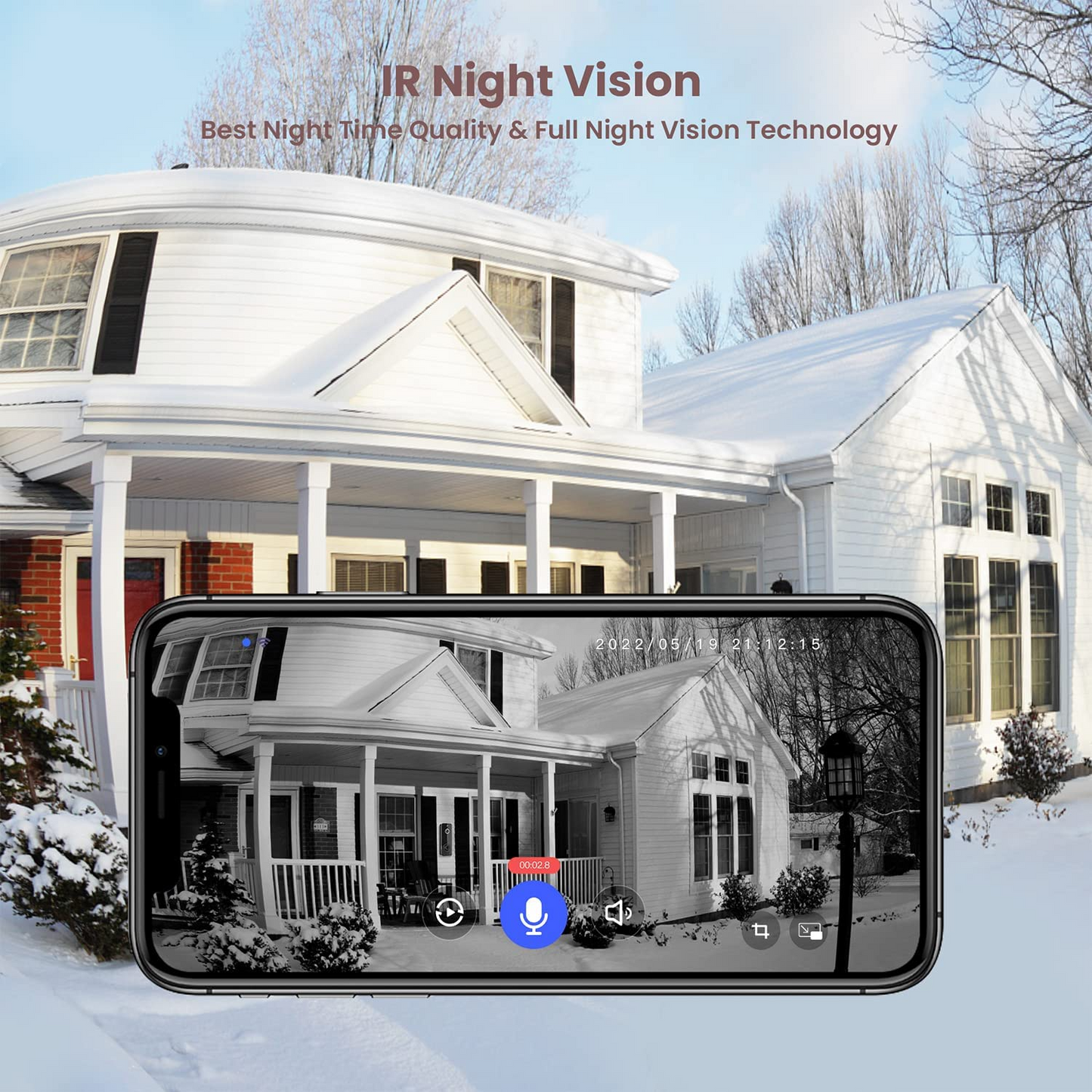 Luckwolf Wireless Doorbell Camera with Chime, Video Doorbell Security Camera with Batteries for Home