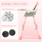 Yadala 3 in 1 High Chair, Convertible High Chairs for Babies and Toddlers with Removable Tray & PU Cushion, Pink