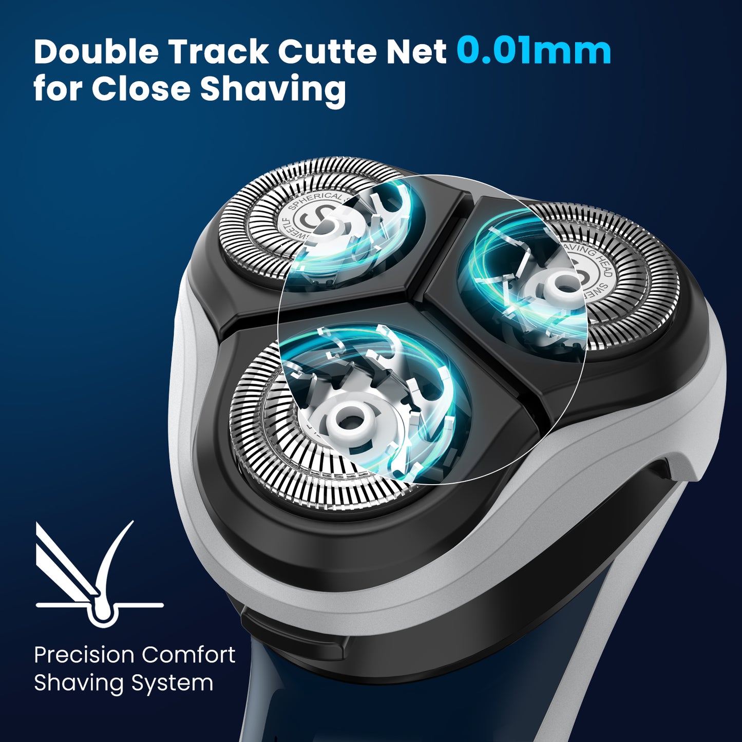SweetLF Electric Shaver for Men, Cordless Rechargeable Electric Razor with Beard Trimmer, IPX7 Waterproof, Gifts for Men, Blue