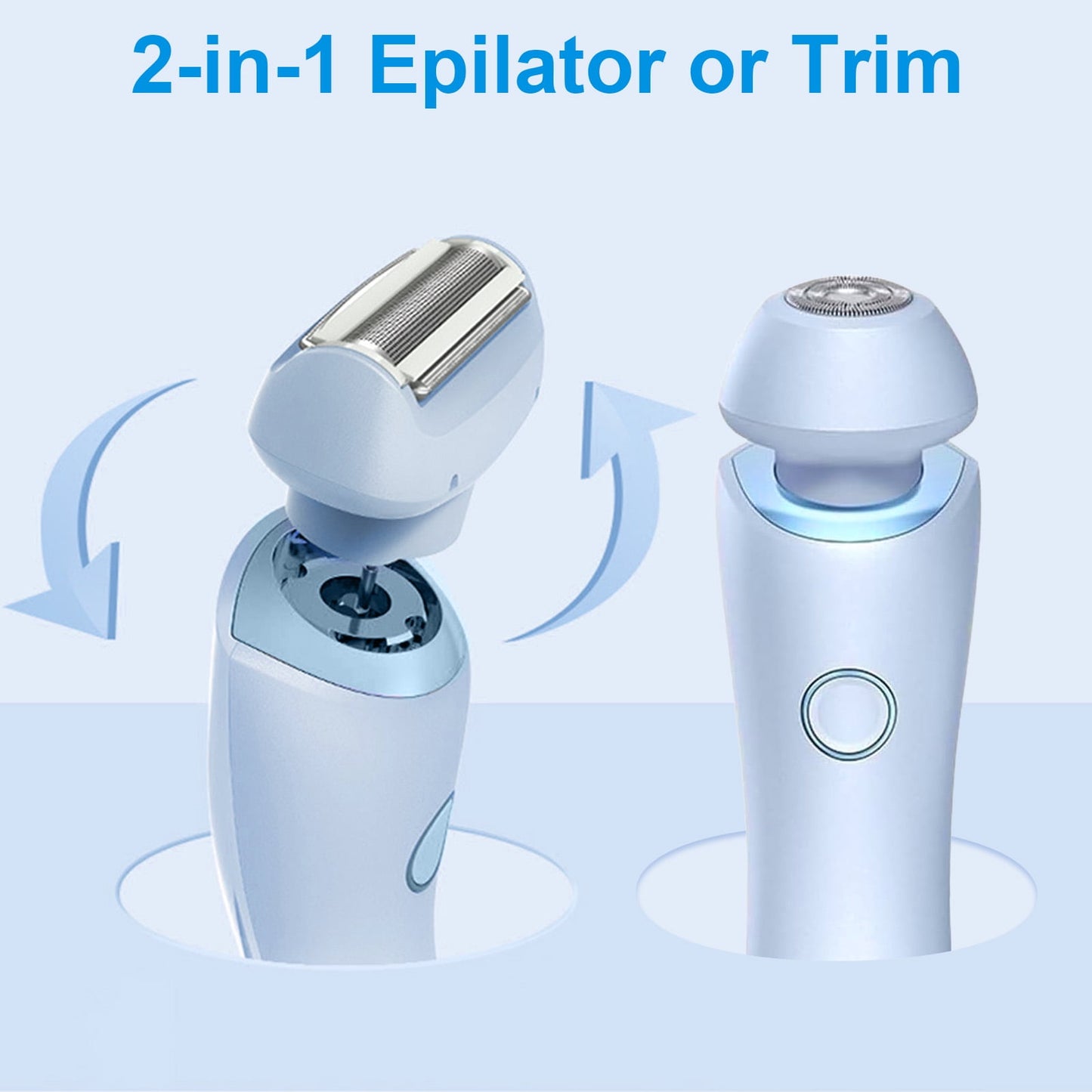 Electric Razor for Women, LAVERNER 2 In 1 Glide Pro 3.0 Painless Shaver Bikini Legs Underarm Public Hairs, Rechargeable Epilator Cordless Wet Dry Use, Blue