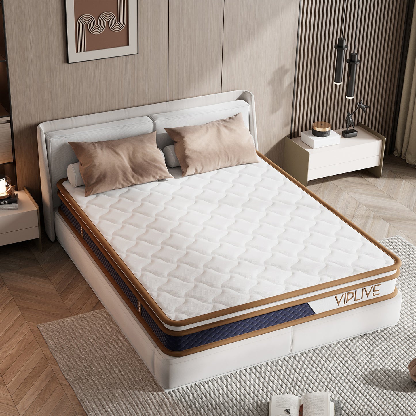 Queen Mattress，VIPLIVE 10 Inch Hybrid Memory Foam Mattress in a Box, Queen Size