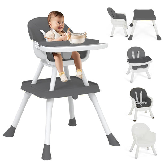 Yadala High Chair, 6 in 1 Convertible High Chairs with Removable Tray for Babies and Toddlers, Gray