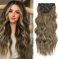 20 Inch Clip in human Hair Extensions 4Pcs Light Brown Blonde Mix Wavy Curly Hairpieces for Women Thick & Natural-Looking