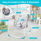 Yadala Baby Swing, Foldable Baby Swing for Infants with Adaptable Speeds, Music, 0-9 Months, Khaki