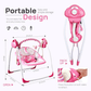 Yadala Baby Swing, Foldable Baby Swing for Infants with Adaptable Speeds, Music, 0-9 Months, Pink