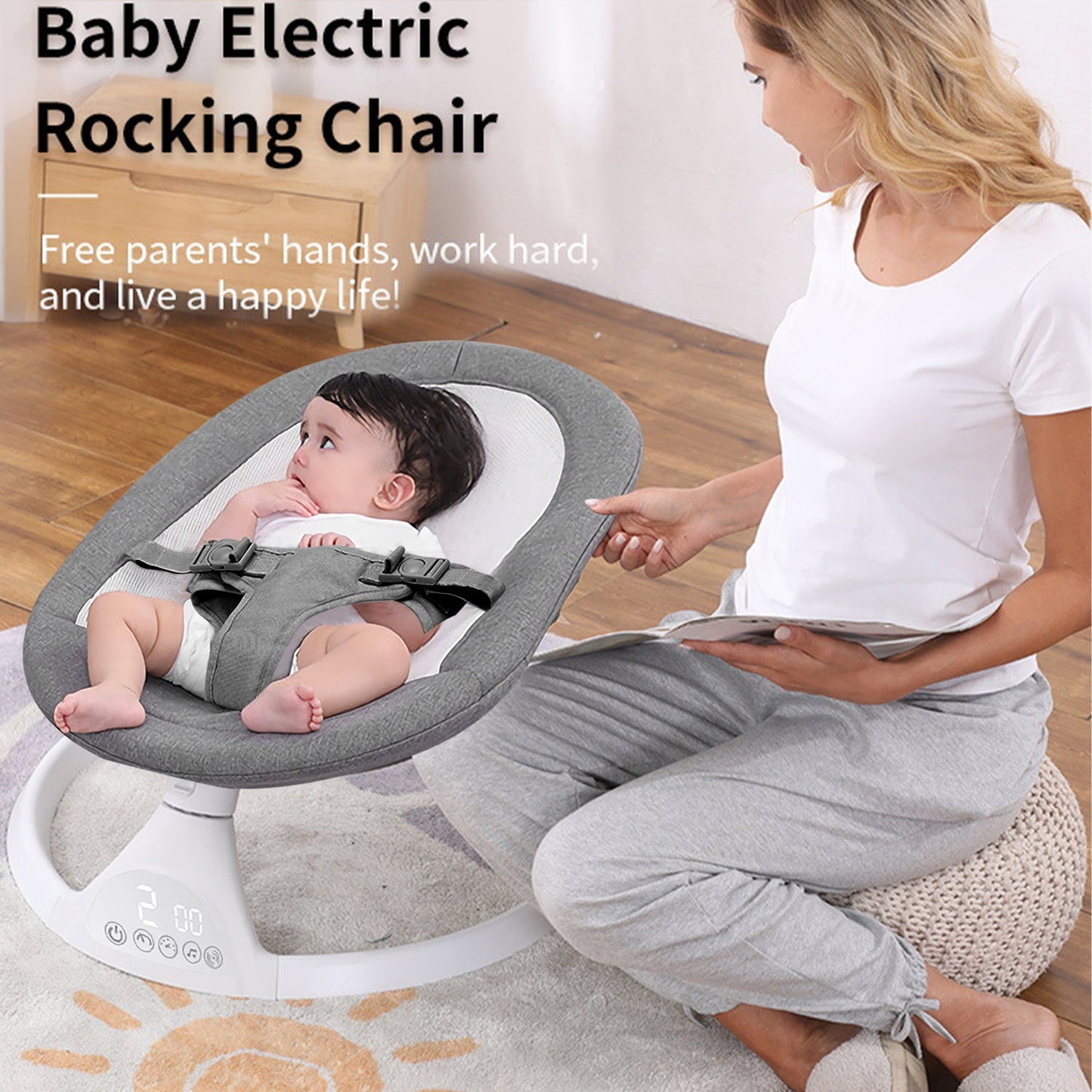 Baby Swing for Infants, Portable Bluetooth Baby Swing, Music Speaker with 10 Preset Lullabies, Remote Control, Green
