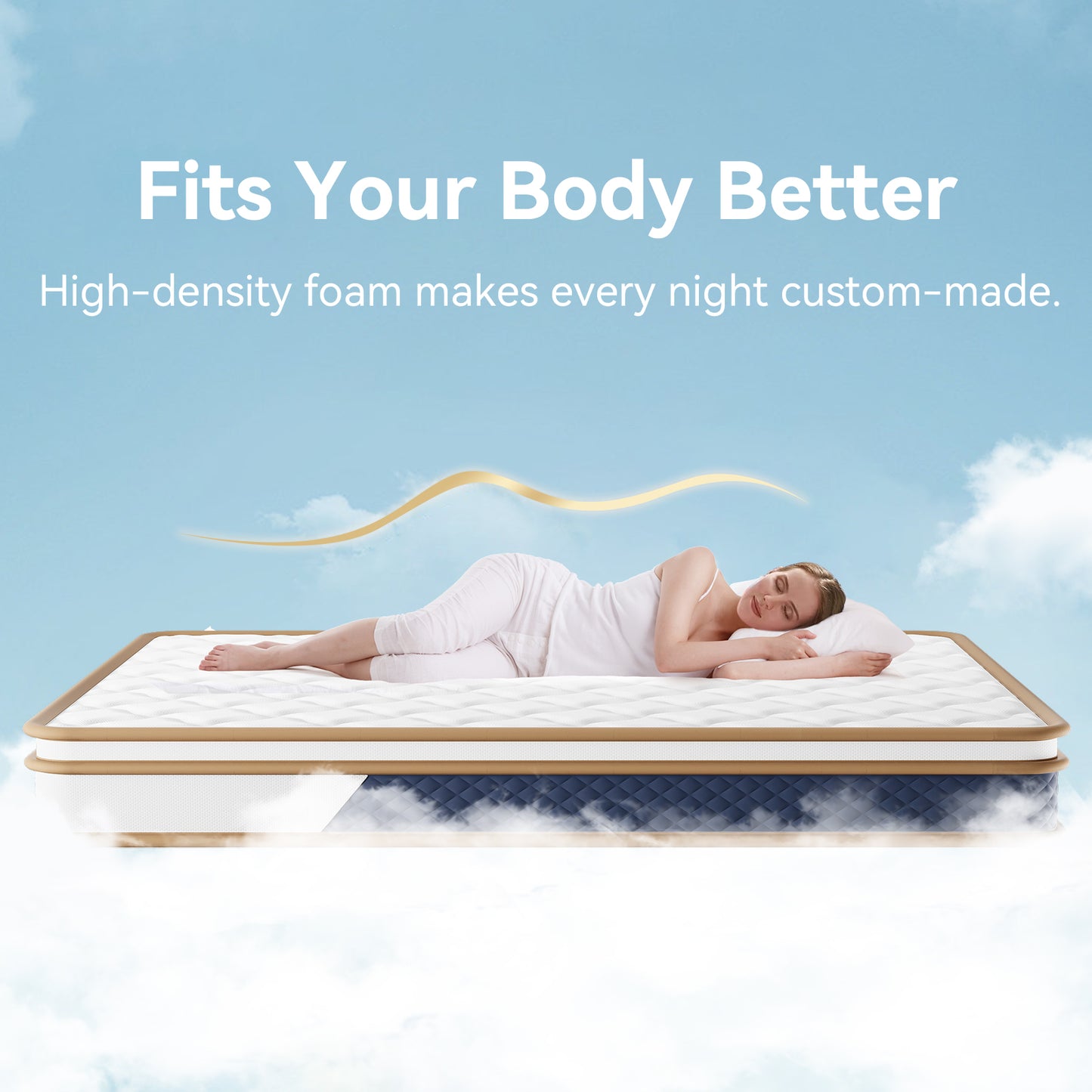 Queen Mattress，VIPLIVE 10 Inch Hybrid Memory Foam Mattress in a Box, Queen Size