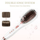Jungle Wave Hair Straightener Brush, 2-in-1 Ceramic Ionic Straightening Brush, 15s Fast Heating, White
