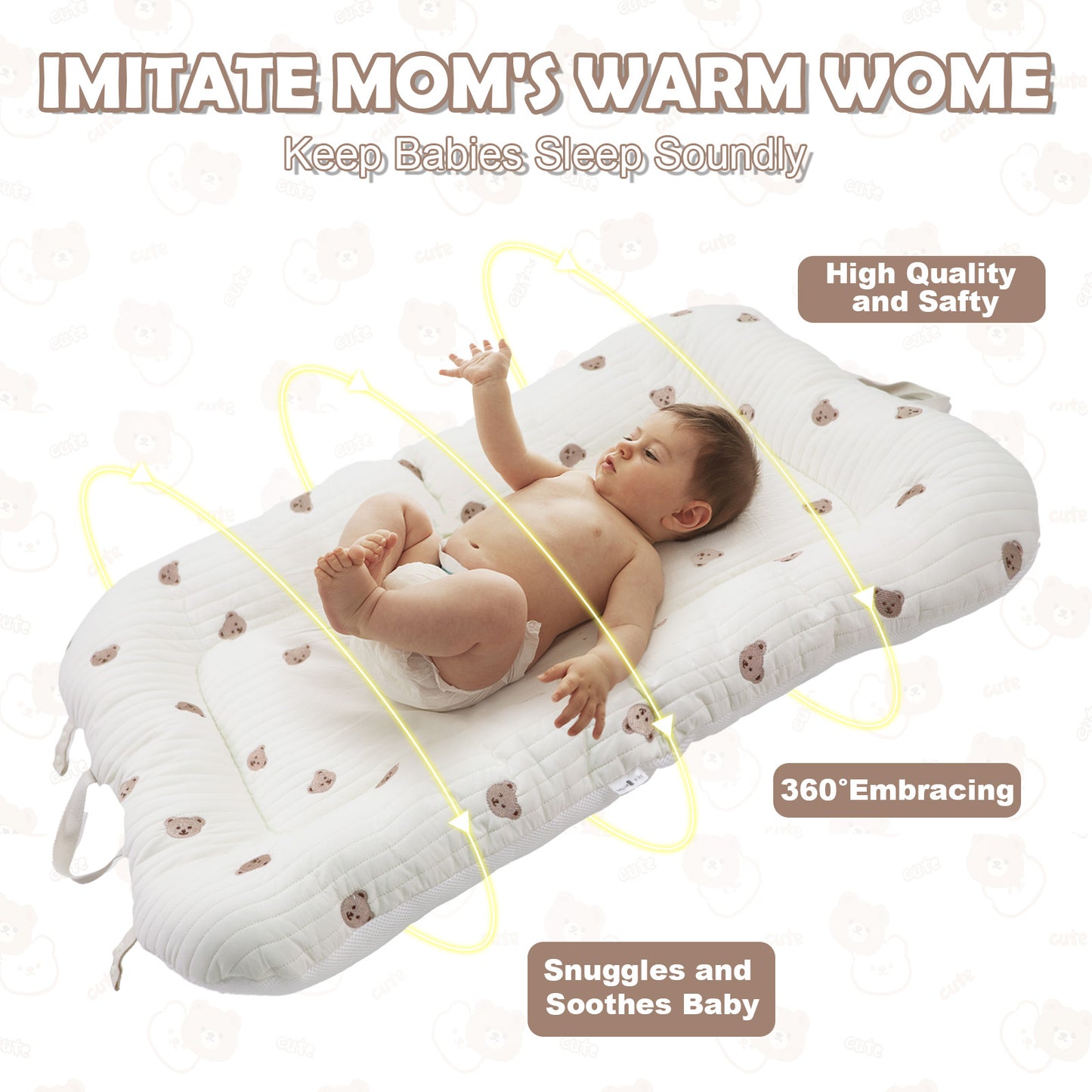 Baby Lounger, Baby Nest for Newborn, Breathable & Soft Snuggle Me Lounger Co Sleeping Bed for baby 0-12 Months, Portable Infant Lounger Baby Floor Seat for Home and Travel