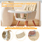 Yadala High Chair, 3-in-1 Convertible Wooden High Chair with Adjustable Legs & Removable Tray, Beige